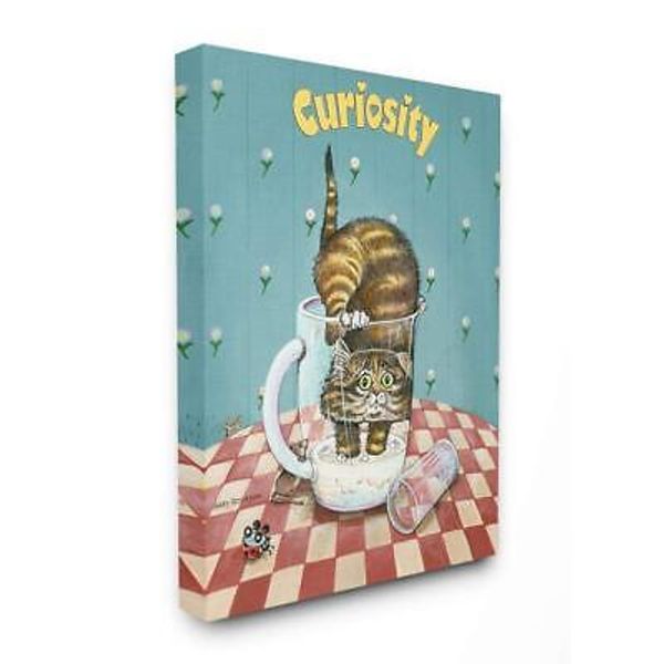 Curiosity Funny Cat Cartoon Pet Design, Designed by Gary Patterson Wall Art, ...