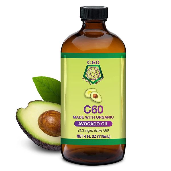 C60 Power - AVO 4-oz.- Organic Avocado Oil, 4 Fl Oz, 99.99% Pure Carbon Fullerenes, Lift Oxidative Burden, Optimize Mitochondrial Function