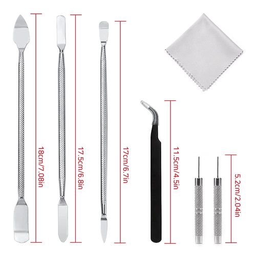 YIXISI 7 Pieces Metal Spudger Pry Set, Spudger Opening Disassembly Tools, for Mobile Phone, Tablet, Laptop, MP3 Watch, with 2 SIM Card Pin and 1 Piece Cleaning Cloths