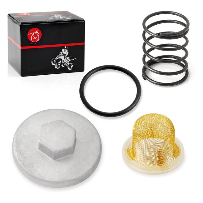 Oil Drain Plug CAP & OIL STRAINER & Spring For YAMAHA SR185 XT125 XT200 XT225 BW200 TTR225 TTR230 TW200 MOTO-4 YFM 200 225 Bear Tracker 250 YFM250 Timberwolf 250 YFB250 5H0-15351-00-00