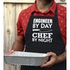 Engineer Gifts For Men Engineer By Day Chef By Night Two Pocket Adjustable Bib Apron Black