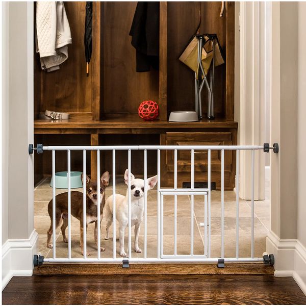 Mini Expandable Pet Gate with Pressure-Mount, White, 18"H