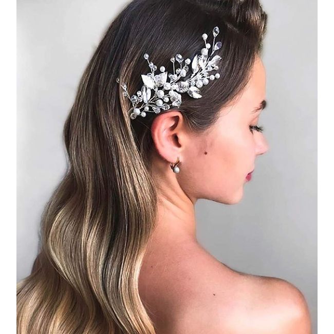 Unicra Braut Hochzeit Haarrebe Silber Perle Haarschmuck Braut Kopfschmuck für Frauen und Brautjungfer