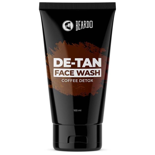 BEARDO De-Tan Facewash For Men, 100 ml | Tan Removal Oil Control Facewash for Men | Coffee Detox Relieves Skin Inflamation & Sunburn - 3.4Fl Oz