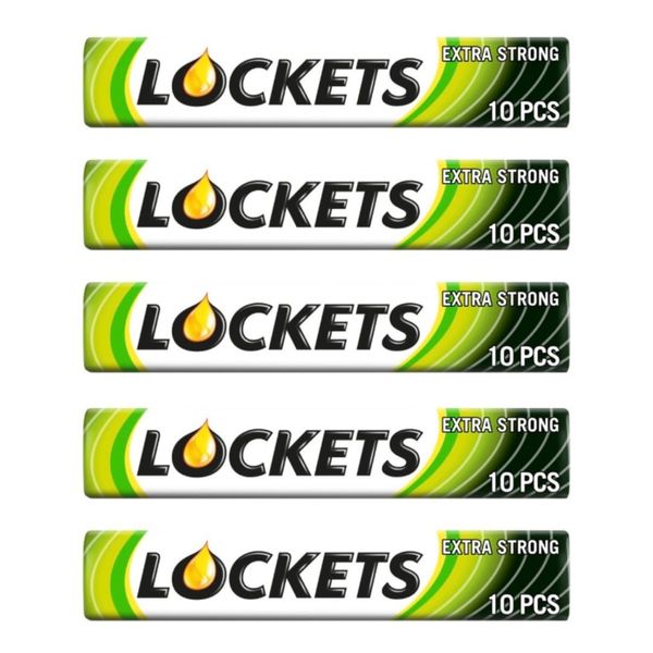 Lockets Extra Strong Menthol & Eucalyptus Lozenges 41g (Pack of 5) Soothing Sore Throat Relief Cough Sweets