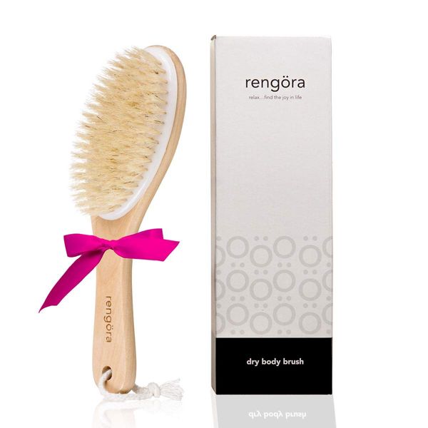 rengöra Dry Brushing Body Brush for Lymphatic Drainage, Cellulite Reduction, and Exfoliation - Natural Bristles, Detox and Boost Circulation - Best Dry Brush for Skin and Body Scrubbing