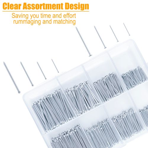 KURUI 700PCs Small Nails for Hanging Pictures Assortment Kit & 8oz Small Hammer, Mini Hammer with Hardware Roofing Nails Assorted Set, 280 Wall Nails & 280 Finishing Nails