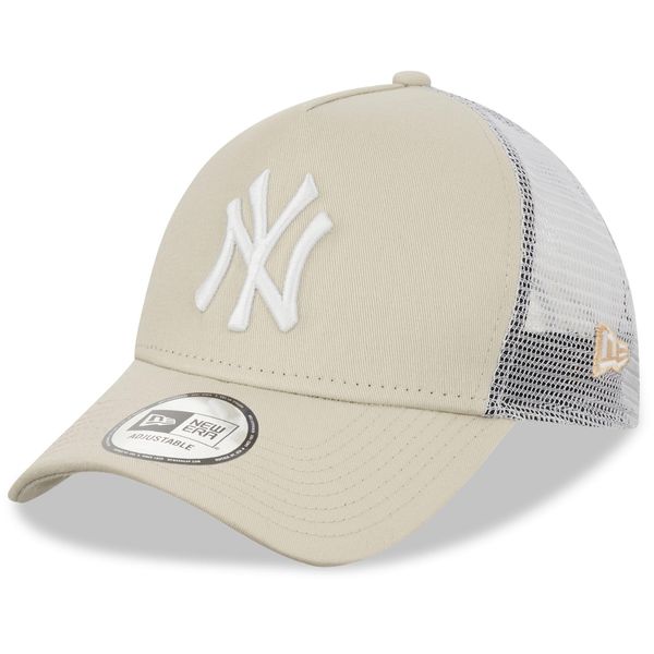 New Era New York Yankees MLB League Essential Beige Weiß Verstellbare A-Frame Trucker Cap - One-Size