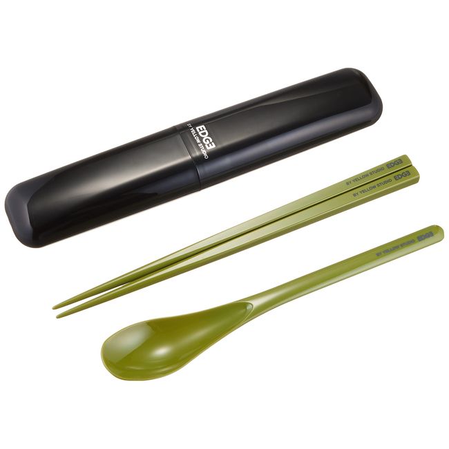 Yellow Studio 20EDGE Chopsticks & Spoon Combination, Made in Japan, Khaki