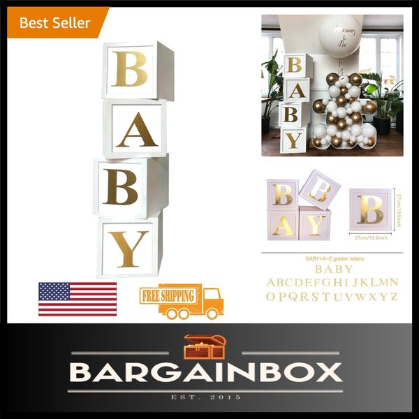 Reusable Baby Shower Blocks with Gold BABY+A-Z Letters for Stylish Decor