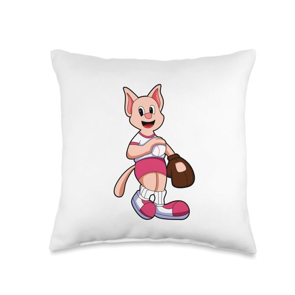 Cat Baseball Baseball glove Sports Throw Pillow