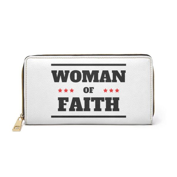 Womens Wallet, Zip Purse, White & Black Woman of Faith - One size