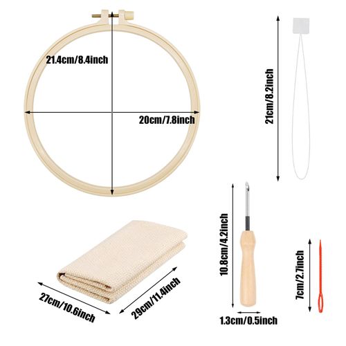 Allazone 3 Set Punch Needle Kits, Flower Punch Needle Embroidery Starter Kits, Punch Needle Tool Threader Fabric Embroidery Hoop, Yarn and Punch Needle