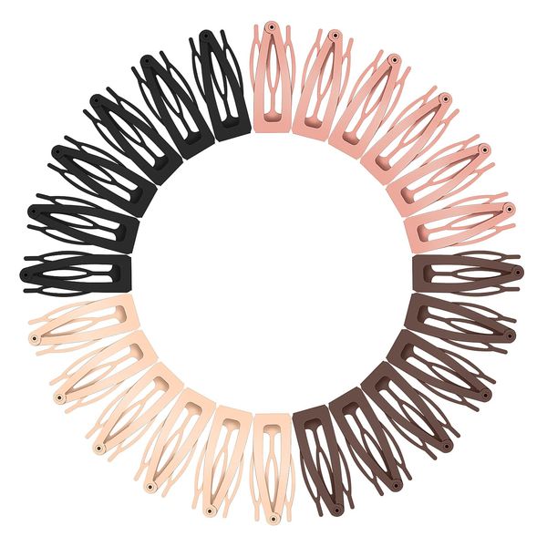 24PCS Double Grip Hair Clips, Metal Snap Hair Clips Hair Snap Barrettes for Women Girls Hair Making Accessories Salon Supplies(Black, Dark Brown, Beige, Cream)