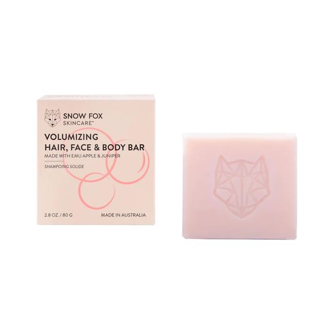 Snow Fox Volume Up All-in-One Shampoo Bar (2.8 oz (80 g), Moist and Smooth, Official, Solid, Organic, Hair Care, Sensitive Skin, Fluffy, Oily Skin