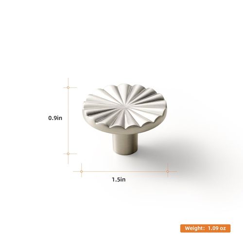 Goo-Ki 12 Pack Solid Zinc Alloy Drawer Knob-1.5'(38mm) Dia Satin Nickel Cabinet Knob with Round Flower Design,