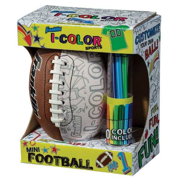 Franklin Sports iColor Kids Mini Football - Custom Color Youth Junior Football with Markers Included - Design Your Own Football for Kids + Toddlers