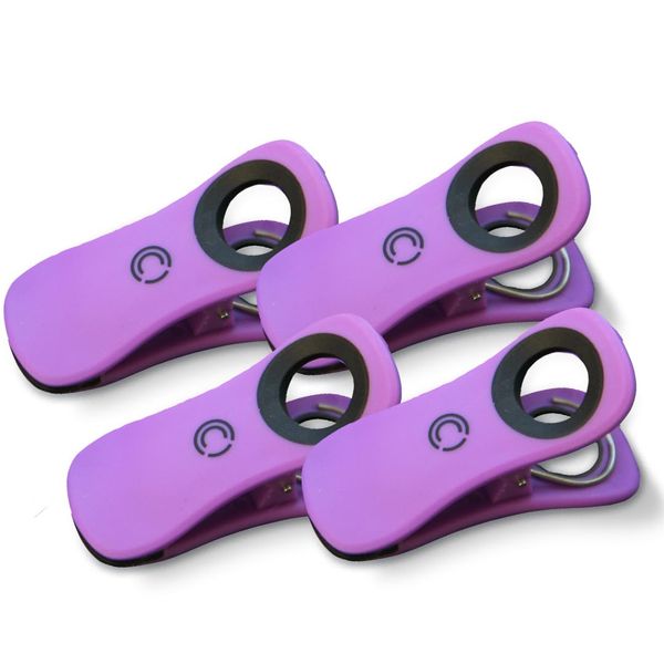 Core Clips - Beach Towel Clips, 3” Stainless Steel Beach Towel Clips with 2.5” Opening, Beach Towel Clips for Pool Chairs and Loungers, Beach Chair Towel Clips for Pool, Cruise, or Beach, Purple