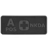 Erste-Hilfe PVC Patch A Positiv Blutgruppe Patch Armee Klettverschluss (Blackout Subdued)