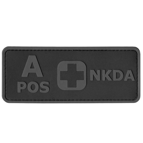 Erste-Hilfe PVC Patch A Positiv Blutgruppe Patch Armee Klettverschluss (Blackout Subdued)
