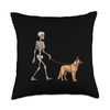 Funny German Shepherd Skeleton Dog Walking Halloween Throw Pillow