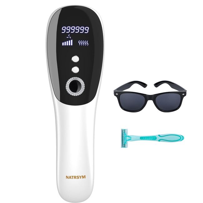 IPL Laser Hair Removal Device for Women,NATRSYM Painless Permanent Facial Upper Lip Bikini Line Armpits Back Legs Arms Face Body Lazer System 999,999 Flashes, Corded (White)