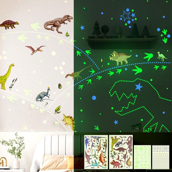 SNAIL GARDEN 688PCS Glow in The Dark Dinosaur Stickers,Dinosaur Wall Stickers,Luminous Wall Stickers Dinosaur Wall Decors,Animal Wall Stickers for Kids Bedroom Nursery Living Room Decor(Green Light)