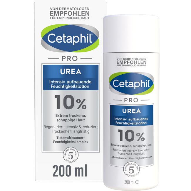 CETAPHIL PRO Urea 10 Prozent Intensiv aufbauende Feuchtigkeitslotion, 200ml, Für extrem trockene, schuppige Haut am Körper, Regeneriert intensiv und reduziert Trockenheit langfristig