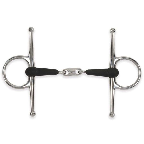 Shires Equikind Plus Full Cheek Peanut Link Bit 4 1/2 inch Silver Black