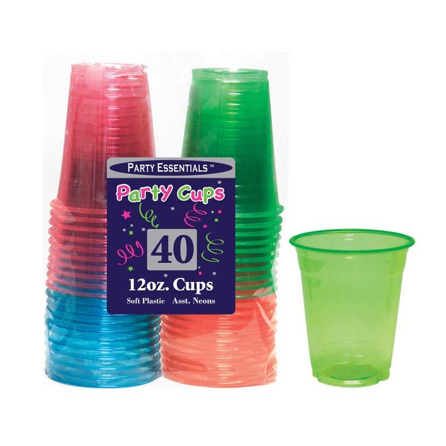 Party Essentials Soft Plastic Party Cups/Tumblers, 40 Ct, 7 oz, Clear