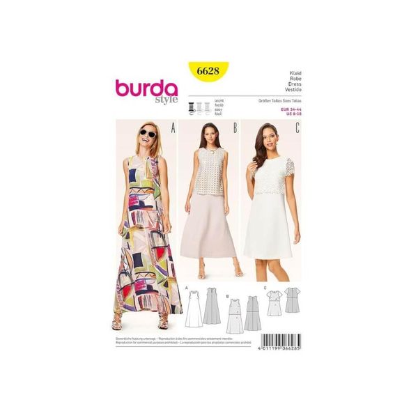 Burda Style Sewing Pattern B6628 Misses' Dress