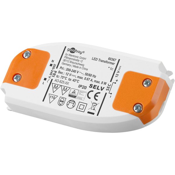LED Slim-Transformator 12V DC 0,5-8W, IP20, Trafo