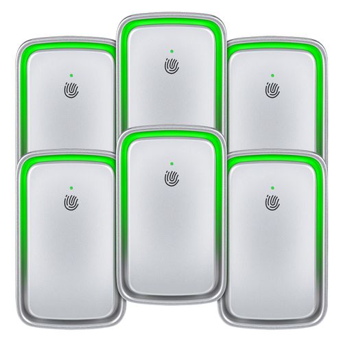 6Pack Air Purifier Plug In, Negative Air Ionizer for Home, Quiet Air Cleaner with Nightlight for Bedroom, Office, Kitchen, Portable Air Filter Odor, Smoke Dust, Pets (Silver Gray) ﻿