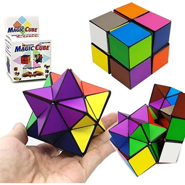 Infinity Cube Toys Magic Star Cube, 2 in 1 3D Cube, Folding Cube, Infinity Cube Puzzle, Magic 2 in 1 Set, Infinity Cube, Euclidean Cube, Stress Relief, Brain Training, Intelligence Game, Educational