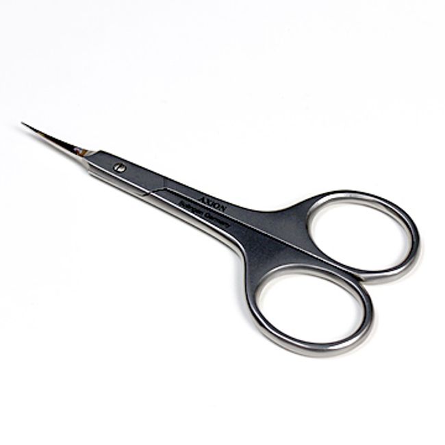 Solingen (Germany) AXiON<br> Eyebrow scissors/cuticle scissors (curved tip/extra fine) Concorde shaped smoked finish #slg008985<br>