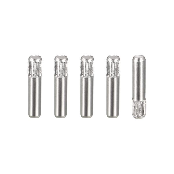 uxcell Dowel Pins 2x10mm 304 Stainless Steel Knurled Head Flat Beveled End Dowel Pins Wood Bunk Bed Shelf Pegs Support Shelf Fastener Element Pack of 5