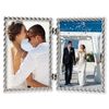 4x6 Hinged Double Cast Metal Picture Frames, Silver Rope Design