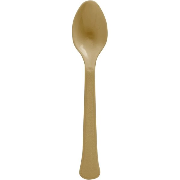 Amscan Tableware Premium Plastic Spoons, One Size, Gold. Pack of 20