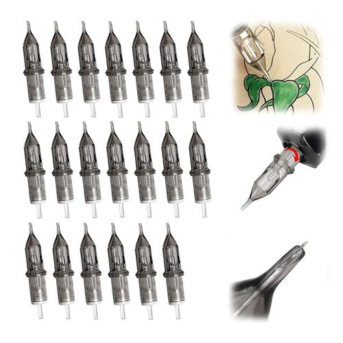 Cartucce Aghi per Tatuaggi, 20 Siringhe per Cartridge Tattoo, Aghi Sterili, Monouso, Tattoo Needle Cartridge Round Liner, Accessori per Tatuaggi, Utilizzato per Macchinette per Tatuaggi