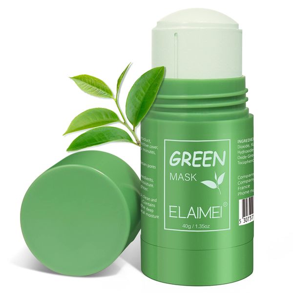 Green Mask Stick, Green Tea Mask Stick Punti Neri,Maschera Detergente per la Pulizia Dell'acne, Rimozione Profonda dei Punti neri, Pori Shrink