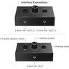 3.5mm Audio Switcher, 2 Input 1 Output / 1 Input 2 Output Audio Splitter Switcher, Audio Switcher Box, One-Key Mute Button, No External Power Required