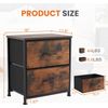 Rust Brown 2Pcs Nightstand End Table  Bedroom 2 Fabric Drawers Beside Table