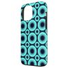 iPhone 13 Pro Max Teal Dark Blue Oceanic Circle Ring Dot Bubble Pattern スマホケース