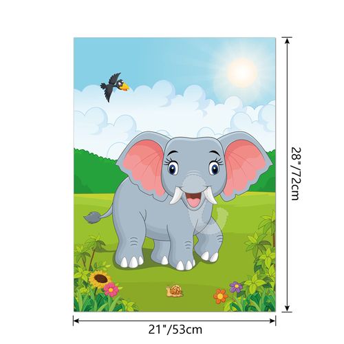 ELECLAND Pin the Nose on the Elephant Party Game for Kids, Birthday Party Decorations, Carnival Circus Party Supplies, Animal Party Decorations