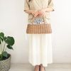 VOM NATURAL CRAFT Rattan Elegant Handle Drawstring Bag, Braun