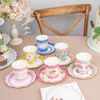 24 ASSORTED Floral Paper CUPS SAUCERS Set Party Events Tableware Decorations