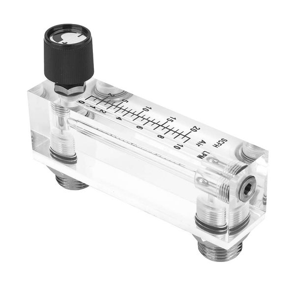 1~10LPM 1/4"BSP M18*1.5 Panel Type Flowmeter, LZM-6T Acrylic Gas Flow Meter with Black Adjustable Knob, 4% Accuracy Level