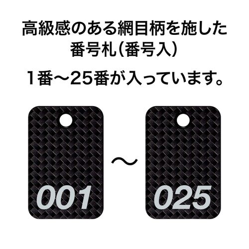 Open Industry BF-80-BK Number Tags, Square, Mesh, Black, 25 Pieces, 1-25