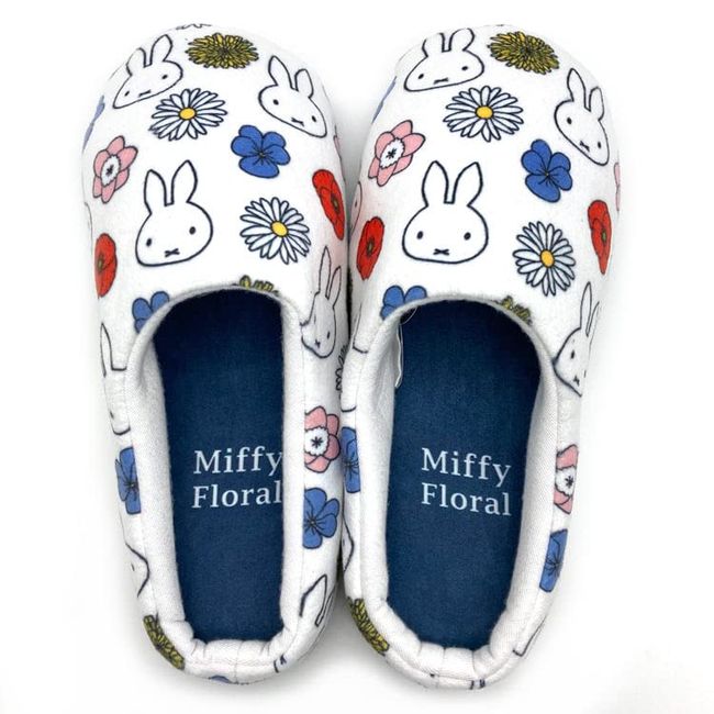 Marimo Craft DBM-935 Miffy Floral Slippers, Approx. 9.6 inches (24.5 cm)