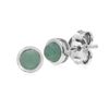 Gemondo Jade Earring, Sterling Silver Simple Jade Bezel Round Stud Earrings